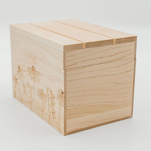Maple Wood Recipe Box with Recipe Cards with Dividers - Picture 12 of 14
